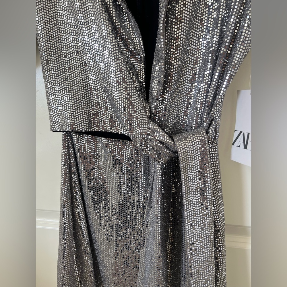 Zara Glittering Silver Sequin Jacket - image 7
